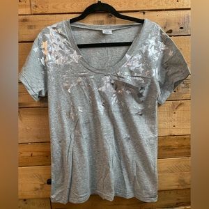 Victorias Secret Pink Metallic Stars Tee Medium NWOT